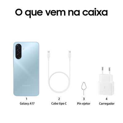 Celular Samsung Galaxy A17 4G Tela 6.7" 128GB Super AMOLED Câmera Tripla 50MP Azul