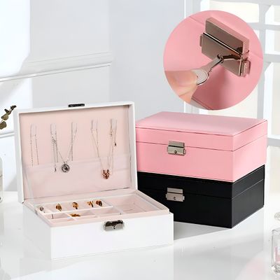 Maleta Porta Joia Organizadora Caixa Fechadura Elegante Cor:Rosa