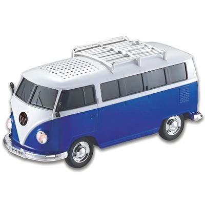 Caixinha de Som Formato Carro Kombi Bluetooth USB Cor:Azul