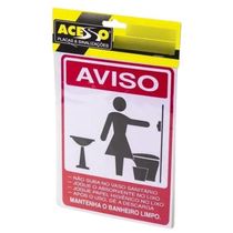 Placa De Sinalização Acesso 15x20cm Aviso Mantenha O Banheiro Limpo Femino