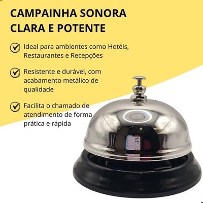 Sino De Balcão Metálico Campainha De Atendimento Hotel Loja Recepção Restaurante Bar