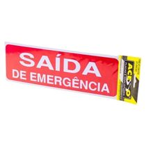 Placa De Sinalização Acesso 10x30cm Saída De Emergência