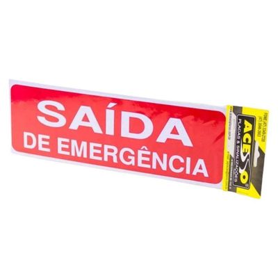 Placa De Sinalização Acesso 10x30cm Saída De Emergência