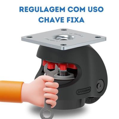 Rodízios De Elevação Com Pé Nivelador Com Placa 150 Kg