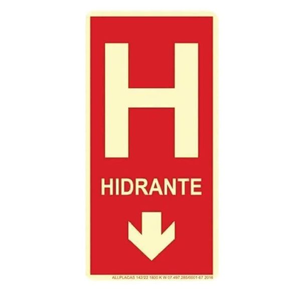 Placa E8 Sinalização Hidrante 10cm X 20cm