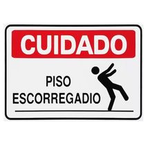 Placa De Sinalização Acesso 20x30cm Cuidado Piso Escorregadio