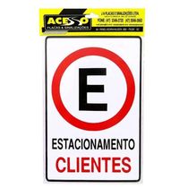 Placa De Sinalização Acesso 20x30cm Estacionamento Clientes