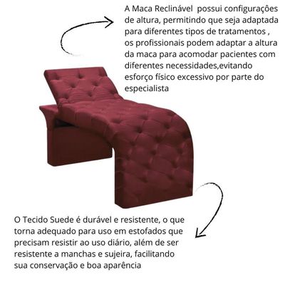 Maca Estofada Estética Cílios Regulável Spa Suede Larissa Cor:bordô