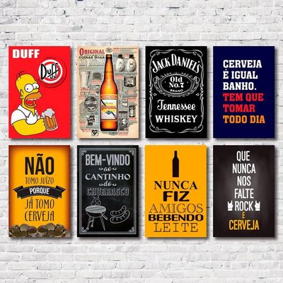 Kit Placas Decorativas Top Bebidas Mdf - 8 Placas