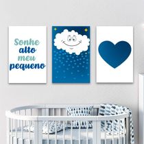 Kit 3 Placas Decorativas Infantil Menino Frase Mdf 20x30 Cm