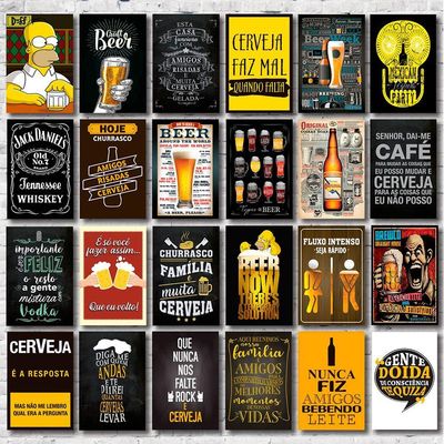 Kit 24 Placas Decorativas Mdf Bebidas Frases Cervejas