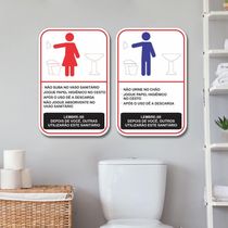 Kit 2 Placas De Sinalização Regras Banheiro Wc 20x13 Cm