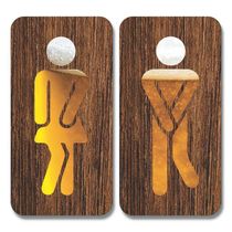 Kit 2 Placas Sinalização Banheiro Feminino Masculino 20x10cm