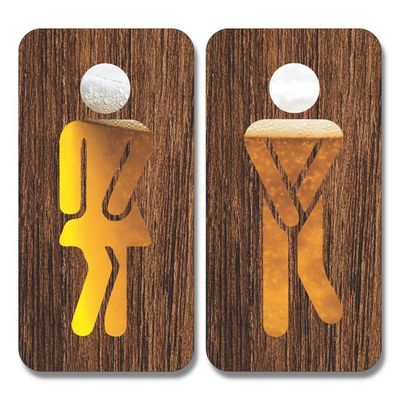 Kit 2 Placas Sinalização Banheiro Feminino Masculino 20x10cm