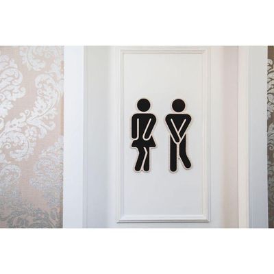 Kit 2 Placas Decorativas Banheiro Boneco Recorte 30x12 Cm
