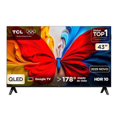 TV TCL 43 Polegadas 43S5K QLED Smart Full HD Google Tv Preto Bivolt