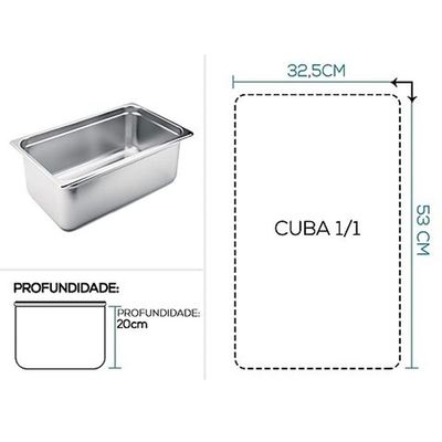 Cuba Gastronomica Inox Gn 1-1 X 200mm Com Tampa Brasinox
