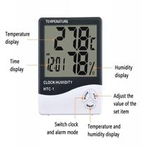 Termometro Digital Relogio Medidor Temperatura Umidade Termo Higrometro Despertador