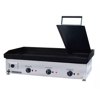 Chapa Bifeteira Elétrica 3 Queimadores 80cm Deguste Luxo 220v Venâncio