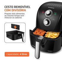 Fritadeira Sem Óleo Com Divisória Air Fryer 4L Mondial Preto/Prata 1500W AFD-40-BFS 110V