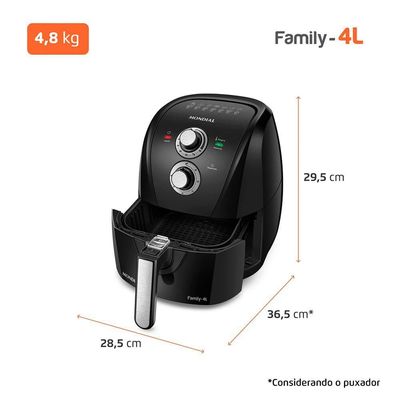 Fritadeira Sem Óleo Com Divisória Air Fryer 4L Mondial Preto/Prata 1500W AFD-40-BFS 110V