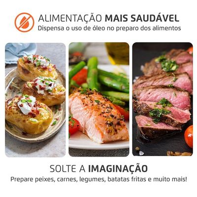 Fritadeira Sem Óleo Com Divisória Air Fryer 4L Mondial Preto/Prata 1500W AFD-40-BFS 110V