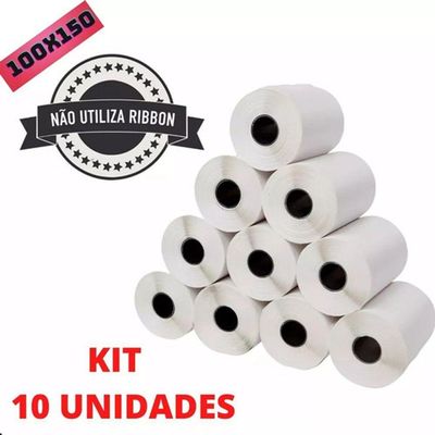 10 Rolos Etiqueta 10x15 100x150 Térmica Serrilha Zebra Elgi