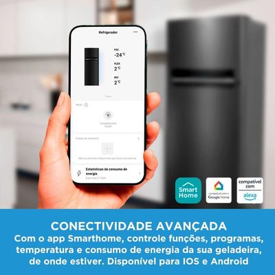 Geladeira Frost Free Duplex 491L Inverter Preta Midea MD-RT650EVKDX3 Bivolt