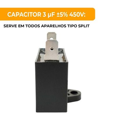 Capacitor Caixa Preto 3 Uf 450v