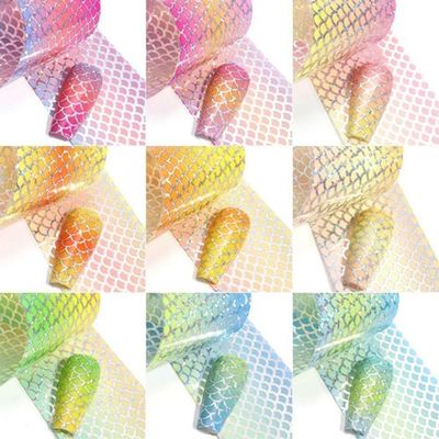 Adesivos De Unhas Sereia Holográfico Decoração Gel