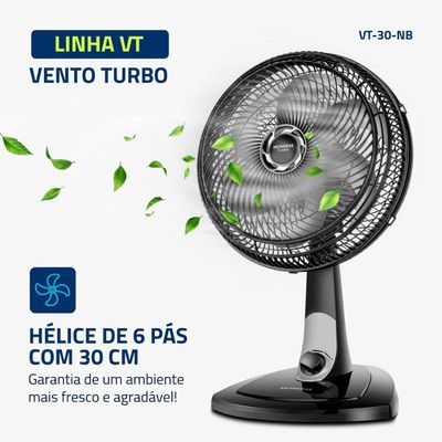 Ventilador Mondial VT-30NB 30cm Preto Com Prata 110V