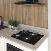 Cooktop Fogatti à Gás Fgt 4b Vidro Preto Flange Esmaltada Preto Bivolt