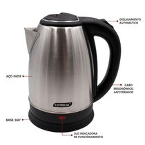 Chaleira Elétrica 1,8l Em Inox Escovado 127v 1000w Rápida Fervura