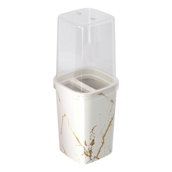 Porta Escova Plasútil Classic Decorativo Branco com Dourado UNICA