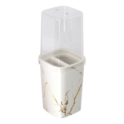 Porta Escova Plasútil Classic Decorativo Branco com Dourado UNICA