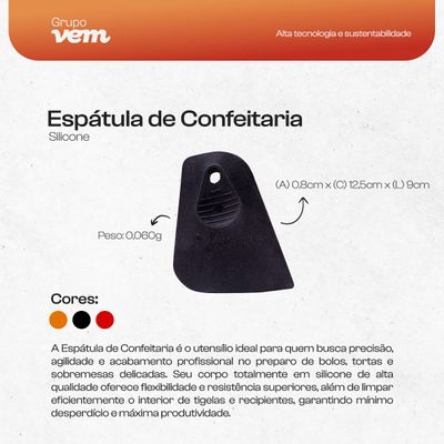Espátula de Confeitaria 12,5x9cm Vermelha em Silicone