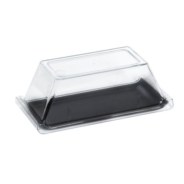 Bandeja Servir Retangular Com Tampa 15x30 Preta em Policarbonato