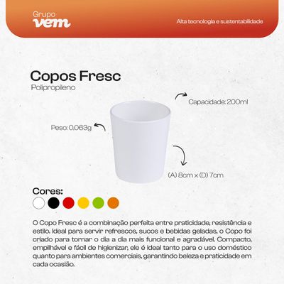 Copo Fresc Redondo 200ml Amarelo em Polipropileno