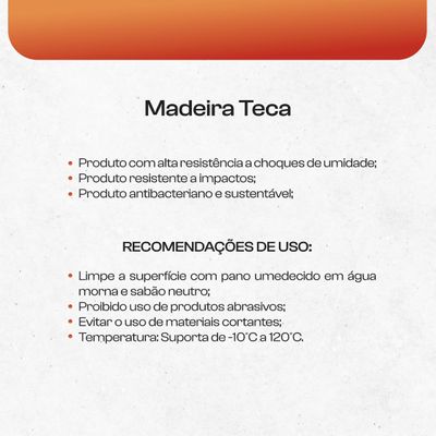 Tábua Retangular Wooden Glow 40x29cm em Madeira Teca com 3 Ramequins Brancos