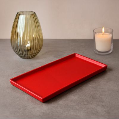 Prato Square Retangular 13,5x27 Vermelho em Polipropileno
