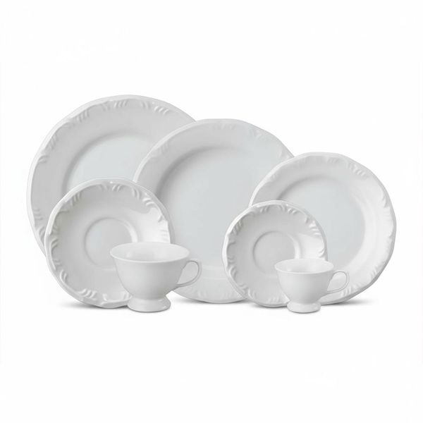 Jogo de jantar Schmidt Pomerode 42 Peças porcelana, aparelho com chá e café, 6 pessoas