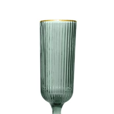 Jogo de taças champanhe em vidro borda dourada L'Hermitage Cameratta 160ml 6 peças verde