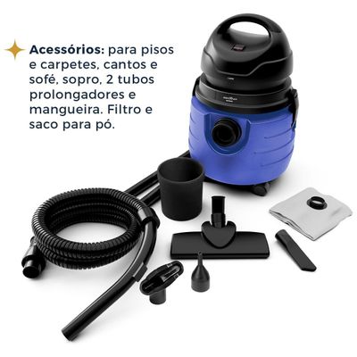 Aspirador de Pó e Água Britânia 19L Função Soprar BASE80 1500W 127V