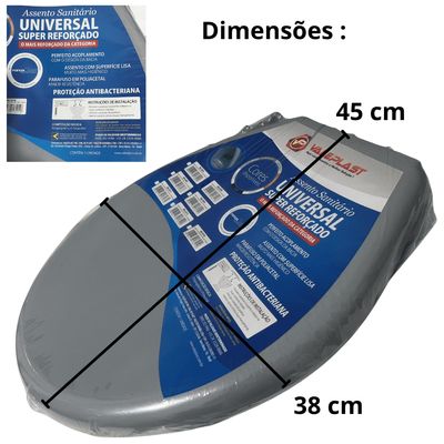 Assento Reforçado Para Vaso Sanitário Universal Oval Cinza