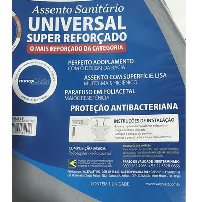 Assento Reforçado Para Vaso Sanitário Universal Oval Cinza
