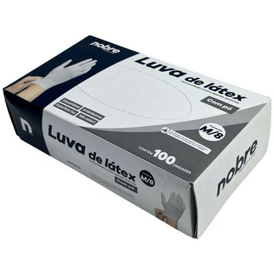 Luva Latex Procedimento Com Pó Média 100un Nobre Branco