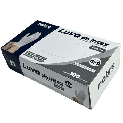Luva Latex Procedimento Com Pó Grande 100un Nobre Branco