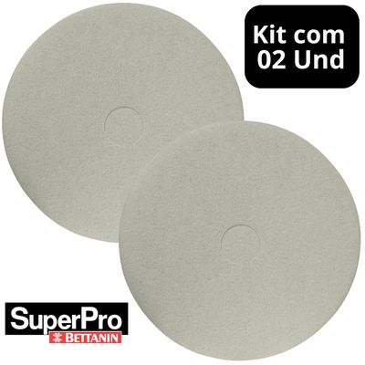 2 Disco Enceradeira Fibra Limpeza Lustrador Branco 350 Betta