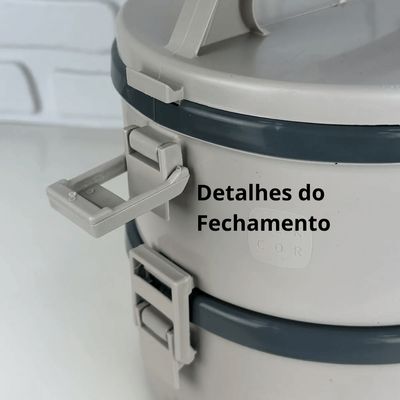 Jogo De Marmitas Térmica Divisórias 2 Pç 1,5 L Cinza Soprano