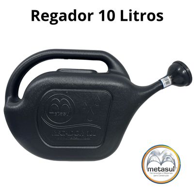 Regador Universal Plástico Preto 10 Litros Metasul